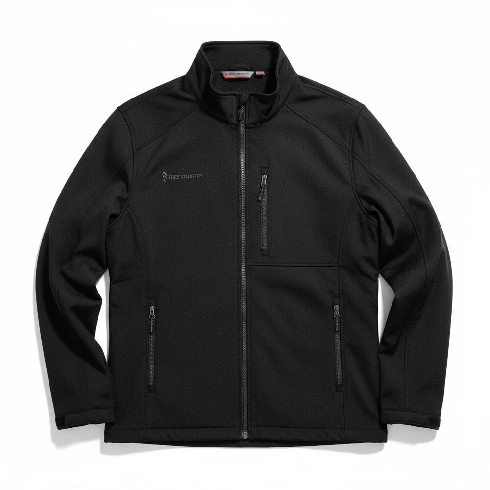 Vintage Free Country Men’s Full Zip Water Resistant Jacket Black XL Softshell